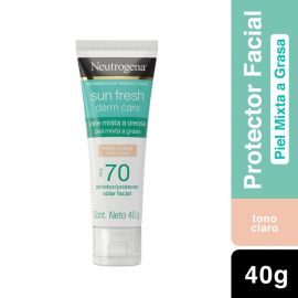 Protector Solar Facial Neutrogena Sun fresh Derm care Tono claro FPS 70 40g de para Facial - Compra online en DermotiendaShopping