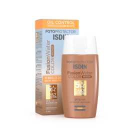 Isdin Fotoprotector Fusion Water Color Bronze SPF50 50ml - Bloqueador solar facial con color Oil Control de para Fusion Water (facial) - Compra online en DermotiendaShopping