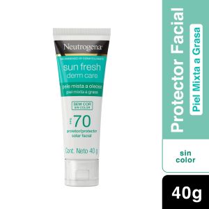 Protector Solar Facial Neutrogena Sun fresh Derm care Sin color FPS 70 40g